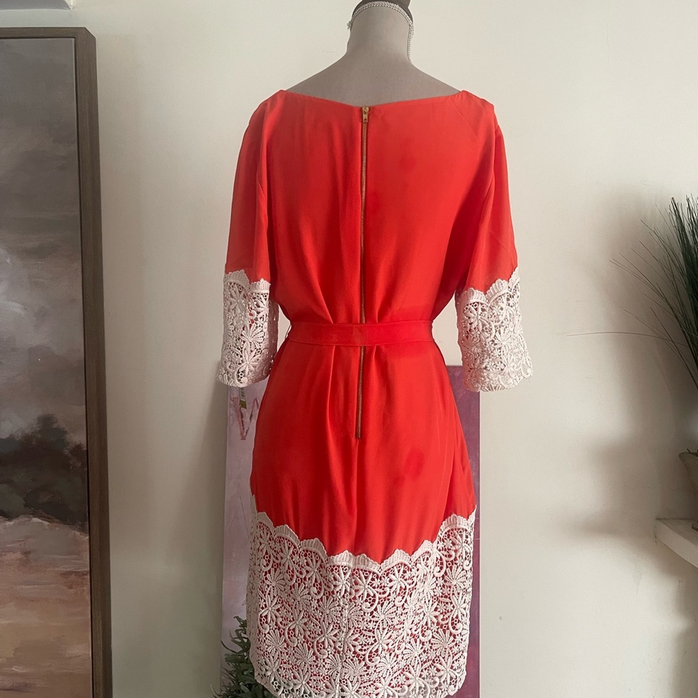 Gianni Bini Melon Lace Dress with Self Belt - Picture 2 of 7